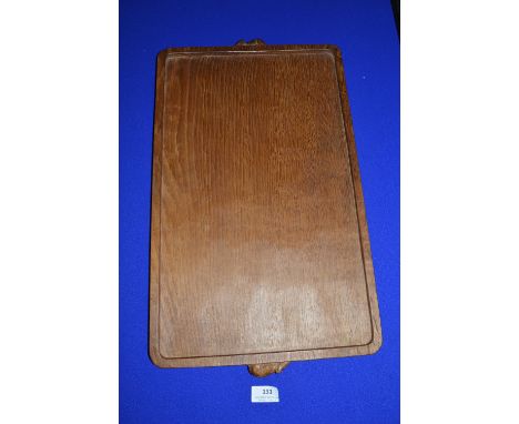 Robert Thompson Mouseman Oak Tray with Two Mice Handle