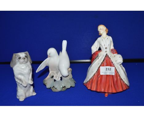 Two Royal Copenhagen Animal Figures, and a Royal Doulton Figurine – The Ermine Coat
