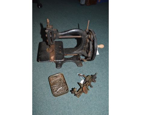 Vintage Manual Sewing Machine plus Moldacot Table Clamp Hand Crank Sewing Machine