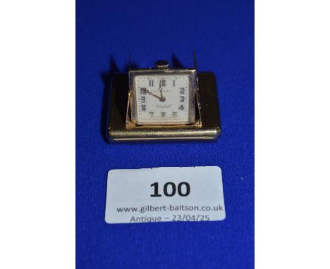 Dunhill 9ct Gold Miniature Chronometer Travel Clock in Folding Case ~48g total 