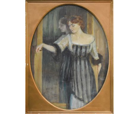 Fritz Reusing (1874-1957) Portrait of a Lady in a Blue Dress, signed bottom left and dated 1912, watercolour, measurements 14