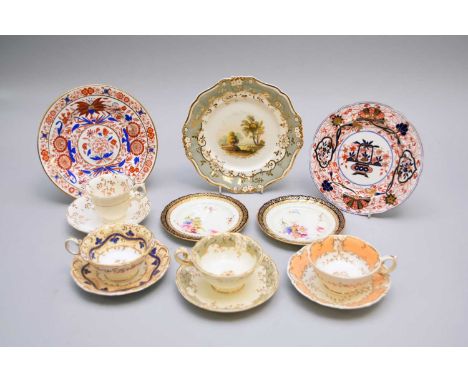 A group of English and Welsh tea and coffee waresearly-mid 19th centurycomprising: a Spode iron-red and gilt teacup and sauce