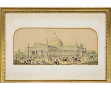 A Baxter print of Crystal Palace, 'Published Sepr 1st 1853 by George Baxter, Poprietor and Partner', 13.5cm x 31.5cm (I), wit