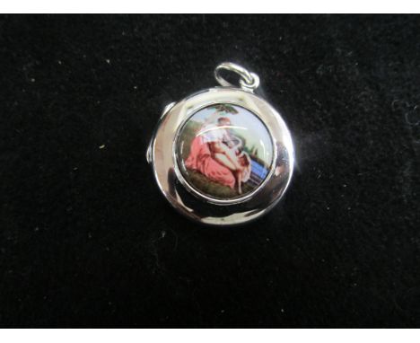 Silver locket with nude enamel 