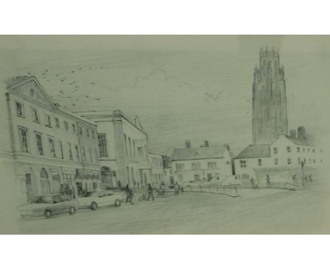 Keith Tovey (1932-2008). Market Place, Boston, Lincolnshire, artist signed and titled print, 18.5cm x 27cm plus four other pi