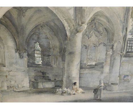 William Russell Flint (1880-1969). Little Flower Girl, artist signed coloured print, 49cm x 64cm.