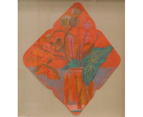  Margaret Mellis (1914-2019). Poppy, Arum, Iris, pastel on paper, signed and titled verso, 30cm x 24cm. Mellis stamp verso.