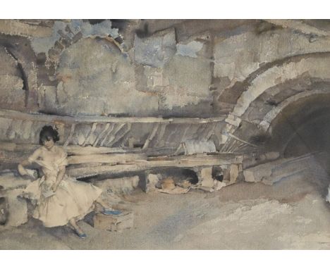 William Russell Flint (1880-1969). Secret Retreat, artist signed coloured print, 49cm x 63cm.