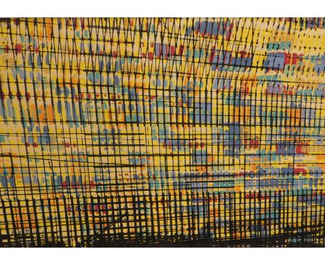Ray Gale (20thC). Abstract, silk screen print, 35cm x 47cm Label verso.
