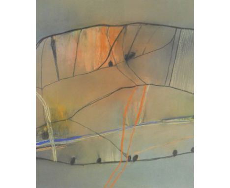  David Blackburn (b.1944). Highland landscape with trees and road, pastel on paper, signed and dated 1990, titled verso, 41cm