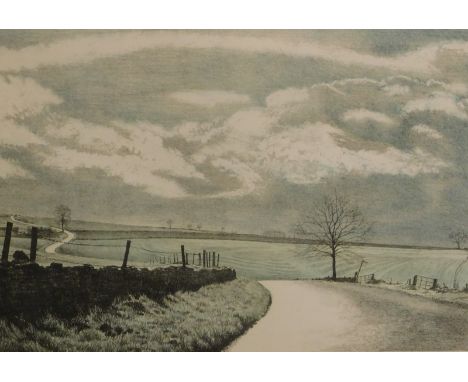 G. Cresey(?)(20thC). Wet road, artist signed, titled, coloured print 124/200, 36cm x 49cm.
