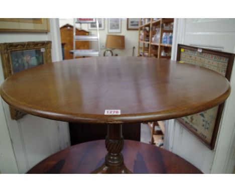A George III mahogany circular tilt top tripod table,&nbsp;with single piece top and bird-cage action, 82cm diameter, (altera