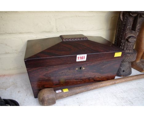 A 19th century rosewood sarcophagus tea caddy,&nbsp;32cm wide. 