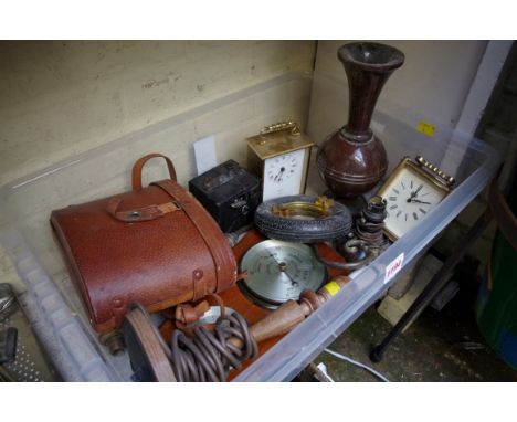 A mixed group, to include a vintage leather cased pair of binoculars. 