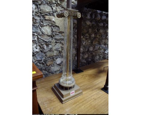 A brass and glass table lamp, total height 64cm.&nbsp; 