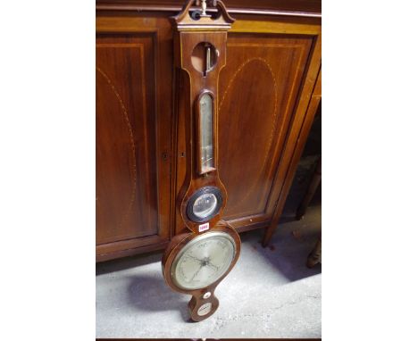 A&nbsp;George III mahogany and line inlaid banjo barometer,&nbsp;by 'Gilardi, Bristol', (lacking top dial). 