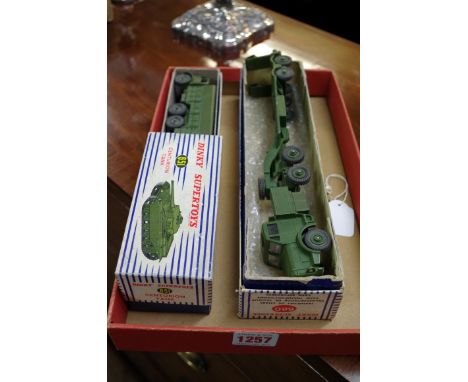 Three boxed Dinky Toys military vehicles,&nbsp;comprising: Tank Transporter, No.660; Centurion Tank, No.651; 10 Ton Army Truc