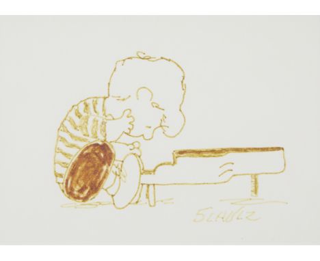 Charles Schulz (American, 1922-2000). Original ink on paper drawing depicting Schroeder at his piano. Signed along the lower 