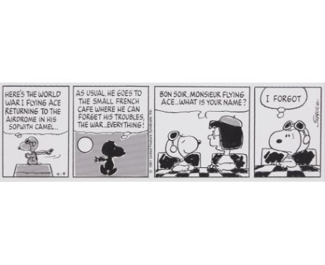 Charles Schulz (American, 1922-2000). Offset lithograph depicting an enlarged version of one of the artist's iconic "Peanuts"