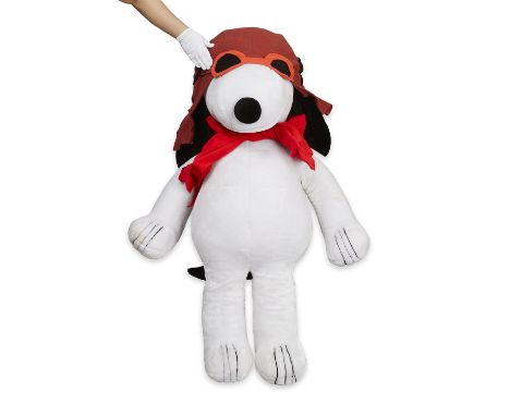 Very large stuffed doll of Snoopy as the Flying Ace. Produced by Applause. With a cap and scarf, the uniform of Charles Schul