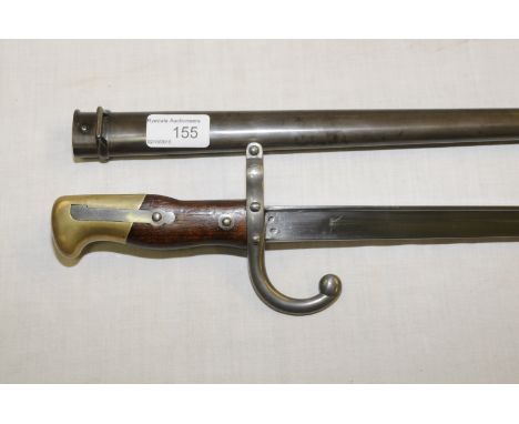 French 'Gras' rifle bayonet 1874 pattern, the back strap with inscription and date 1881 with various stamp marks and serial n