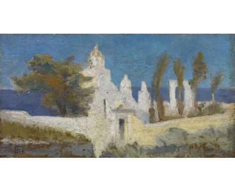 Pavlos KALLIGAS
Greek, 1883-1942
 
Church in Santorini
signed lower left
inscribed Santorin, 12 Septembre 1933 on the reverse