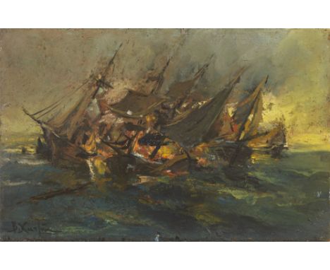Vassilios CHATZIS
Greek, 1870-1915
 
Battle of Navarino
signed lower left
oil on panel
14 x 21.6 cm
 
PROVENANCE
private coll