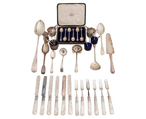 A George III silver Old English pattern basting spoons and other silverfirst London, 1805, George Gray, together with a Georg