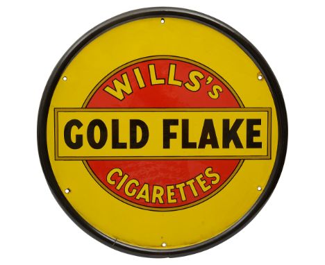Advertising. Wills's Gold Flake Cigarettes circular enamel signdiameter 46cm.Condition: Some corrosion round edge two cut mar