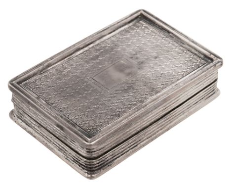 A George IV silver vinaigretteBirmingham, 1825, William Simpsonrectangular with engine turned decoration and reeded sides , t