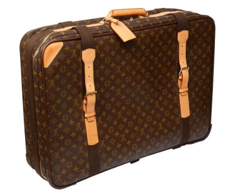 Another similar Louis Vuitton 'Satellite 60' monogrammed suitcasetan leather carrying handle, leather corner with embossed lo