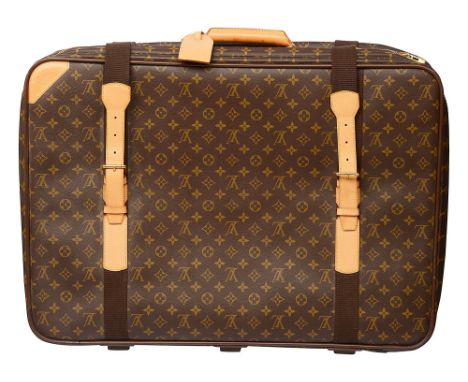 A Louis Vuitton 'Satellite 60' monogrammed suitcasetan leather carrying handle, leather corner with embossed logo reading Lou
