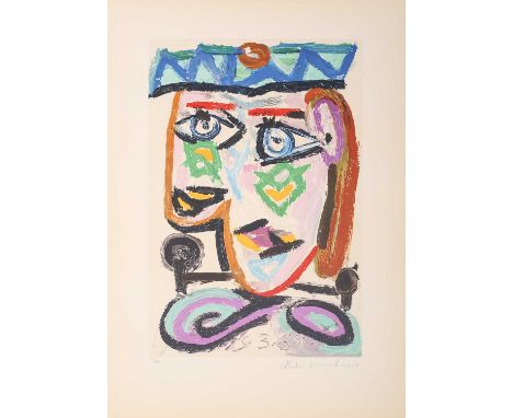 After Pablo Picasso (1881 - 1973) 'Femme au Beret', Picasso Estate Collection limited edition colour lithograph, signed and n