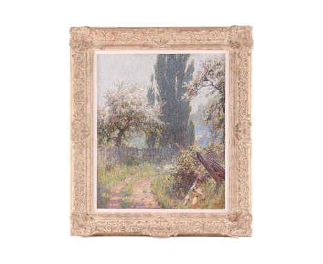 John Inglis (1867-1946), a shepherd on a lane on a summer's day, oil on canvas, signed to lower right corner, 59 cm x 49 cm i