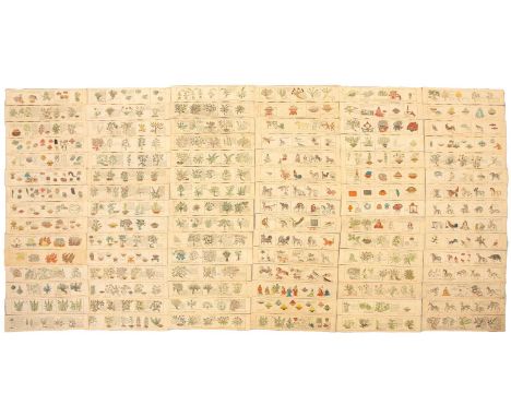 A Tibetan medical manuscript rKyang-sel, early - mid 20th century, comprising ninety hand drawn and coloured descriptive page