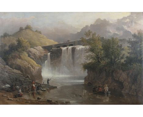 CAPTAIN RICHARD BRYDGES BEECHEY RHA (1808-1895)Irish River Landscape with waterfall, Possibly Co. Kerry Oil on canvas, 60 x 9