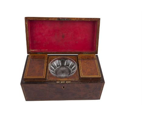A GEORGIAN 'PLUM-PUDDING' MAHOGANY TEA CADDY, opening to reveal a fitted interior