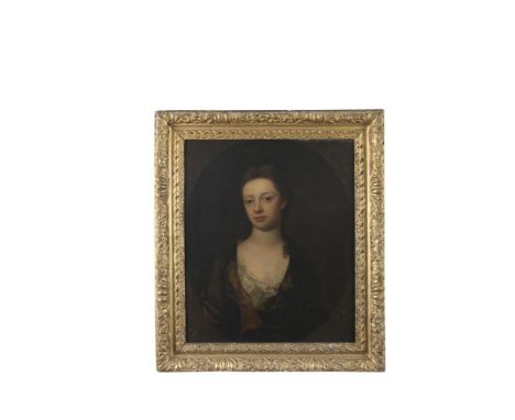 MICHAEL DAHL (1659-1743)Portrait of Frances Langham, as a young girl, half-length wearing a low brown dress, in a feigned ova