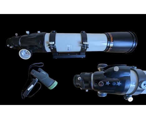A Celestron 80mm ED FL =600mm F/7.5 Telescope. Appears to be in good order. Together with a Hawke Nature Trek monocular 15x50