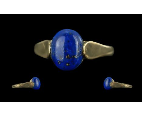 Ladies 9ct Gold - Pleasing Lapis Lazuli Stone Set Ring. Full Hallmark to Interior of Shank. Lapis - Lazuli Excellent Blue Col