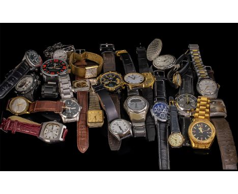 A Collection of  Watches Mainly Gents Quartz Examples, including Rotary, Sekonda, Pulsar and Ricoh with the odd mechanical. A