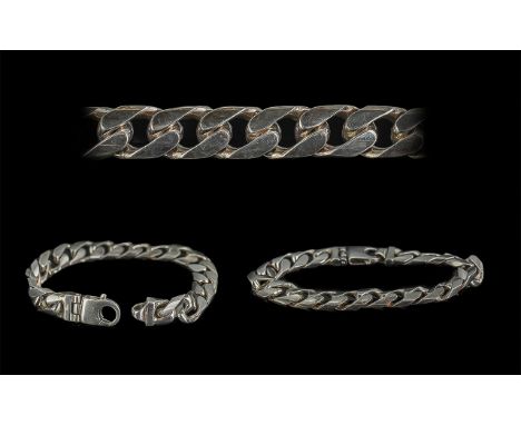 Vintage Sterling Silver Gent's Curb Bracelet with lobster claw clasp with full hallmark.  Excellent quality and condition at 