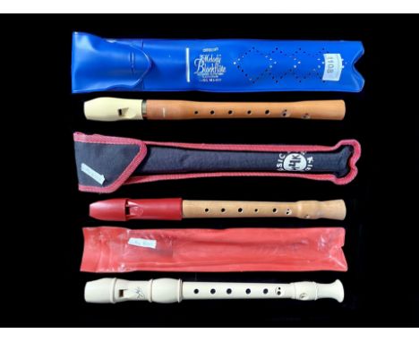 Three Recorders, comprising 'Melody' Blockflote Hohner Recorder in case, and two classic children's recorders in cases. 