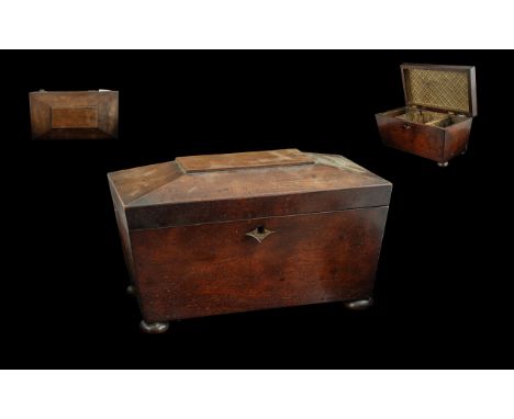 An Early Victorian Sarcophagus Tea Caddy, measuring 30 cm wide