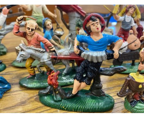 Collection of Vintage Painted Italian Figural Scenes, depicting various street scenes and trades.