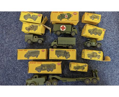 A Collection of Dinky Die Cast Toys, to include 621 Three Ton Army Wagon, 623 Army covered wagon, 626 military ambulance, 641