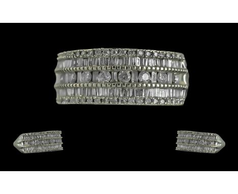 Ladies 9ct White Gold Diamond Set Ring, full hallmark to shank.  Est. diamond weight 2.00 cts.  Ring size Q.  Weight 4.2 gram