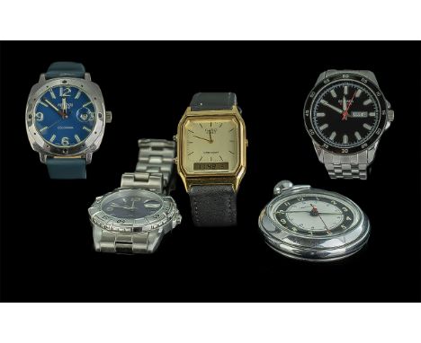 A Collection of Four Quartz Wristwatches, makes to include Helbros, Sekonda, Ben Sherman, Casio, together with an Ingersoll p