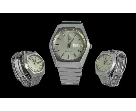 Rado - Companion Water Sealed Steel Wrist Watch. Features Day-Date Display Window, No 603 - 3204, Case / Dial / Bracelet Good