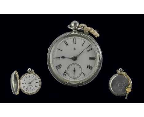 Victorian Period - Sterling Silver Key-wind Open Faced Pocket Watch. Hallmark Birmingham 1897. Dial / Case / Movement Good Co